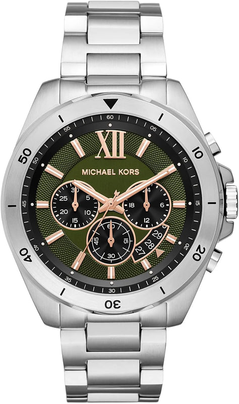 Michael Kors Brecken Chronograph Green Dial Silver Steel Strap Watch For Men - MK8984 Buy Now By Michael Kors