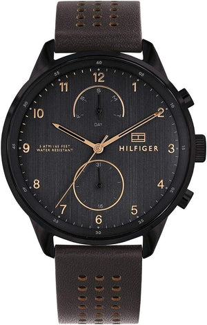 Tommy Hilfiger Chase Quartz Black Dial Brown Leather Strap Watch for Men - 1791577 Buy Now By Tommy Hilfiger