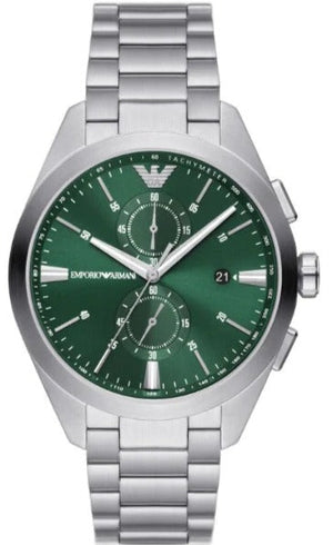 Emporio Armani Chronograph Green Dial Silver Steel Strap Watch For Men - AR11480 Buy Now By Emporio Armani