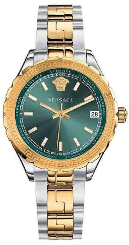 Versace Hellenyium Green Dial Two Tone Steel Strap Watch for Women - V12050015 Buy Now By Versace