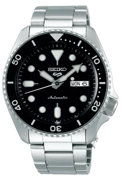 Seiko 5 Sports Automatic Day Date Black Dial Silver Steel Strap Watch for Men - SRPD55K1 Buy Now By Seiko
