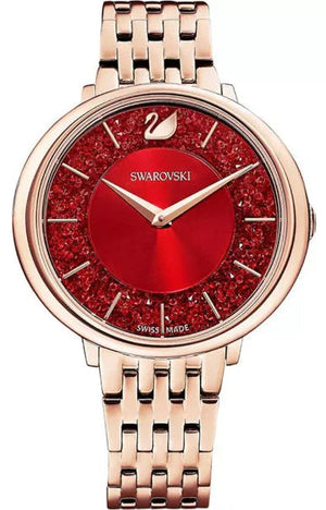 Swarovski Crystalline Chic Red Dial Rose Gold Steel Strap Watch for Women - 5547608 Buy Now By Swarovski