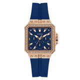 Guess Libra Crystals Blue Dial Blue Silicone Strap Watch For Women - GW0618L2 Buy Now By Guess