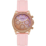Guess Sparkling Chronograph Crystals Pink Dial Pink Silicone Strap Watch For Women - GW0032L4 Buy Now By Guess