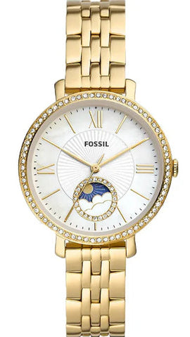 Fossil Jacqueline Moonphase Mother of Pearl Dial Gold Steel Strap Watch for Women - ES5167 Buy Now By Fossil