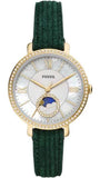 Fossil Jacqueline Multifunction Moonphase Mother of Pearl White Dial Green Leather Strap Watch for Women - ES5244 Buy Now By Fossil