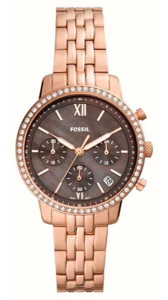 Fossil Neutra Chronograph Mother of Pearl Brown Dial Rose Gold Steel Strap Watch for Women - ES5218 Buy Now By Fossil