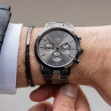 Daniel Wellington Iconic Link Chronograph Grey Dial Grey Steel Strap Watch for Men - DW00100643 Buy Now By Daniel Wellington