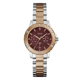 Guess Mist Analog Maroon Dial Two Tone Steel Strap Watch For Women - GW0723L2 Buy Now By Guess