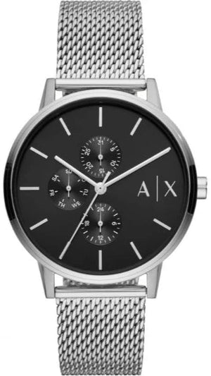 Armani Exchange Cayde Chronograph Black Dial Silver Mesh Strap Watch For Men - AX2714 Buy Now By Armani Exchange
