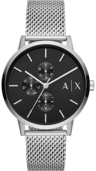 Armani Exchange Cayde Chronograph Black Dial Silver Mesh Strap Watch For Men - AX2714 Buy Now By Armani Exchange
