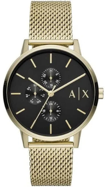 Armani Exchange Cayde Chronograph Black Dial Gold Mesh Strap Watch For Men - AX2715 Buy Now By Armani Exchange