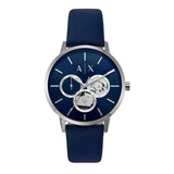 Armani Exchange Cayde Chronograph Blue Dial Blue Leather Strap Watch for Men - AX2746 Buy Now By Armani Exchange