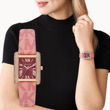 Michael Kors Emery Quartz Diamonds Red Dial Pink Leather Strap Watch For Women - MK2966 Buy Now By Michael Kors