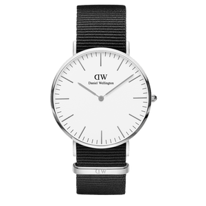 Daniel Wellington Classic Cornwall White Dial Black Nylon Strap Watch For Men - DW00100260 Buy Now By Daniel Wellington
