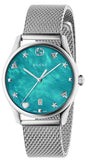 Gucci G-Timeless Turquiose Mother of Pearl Dial Silver Mesh Bracelet Watch For Women - YA1264039 Buy Now By Gucci