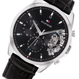 Tommy Hilfiger Baker Chronograph Black Dial Black Leather Strap Watch For Men - 1710449 Buy Now By Tommy Hilfiger