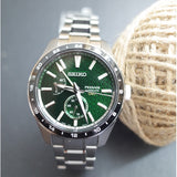 Seiko Presage Sharp Edged Series GMT Green Dial Silver Steel Strap Watch For Men - SPB219J1 Buy Now By Seiko