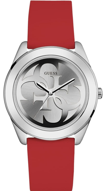 Guess G-Twist Silver Dial Red Rubber Strap Watch for Women - W0911L9 Buy Now By Guess