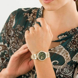 Michael Kors Camille Multifunction Green Dial Gold Steel Strap Watch For Women - MK6981 Buy Now By Michael Kors