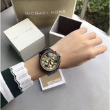 Michael Kors Wren Chronograph Gold Dial Black Steel Strap Watch for Women - MK5961 Buy Now By Michael Kors