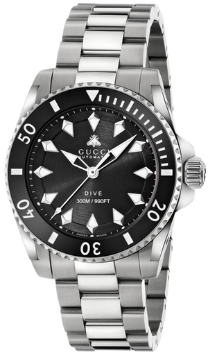 Gucci Dive Automatic Black Dial Silver Steel Strap Watch for Men - YA136353 Buy Now By Gucci