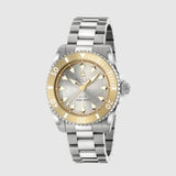 Gucci Dive Automatic 18K Gold Silver Dial Silver Steel Strap Watch for Men - YA136357 Buy Now By Gucci
