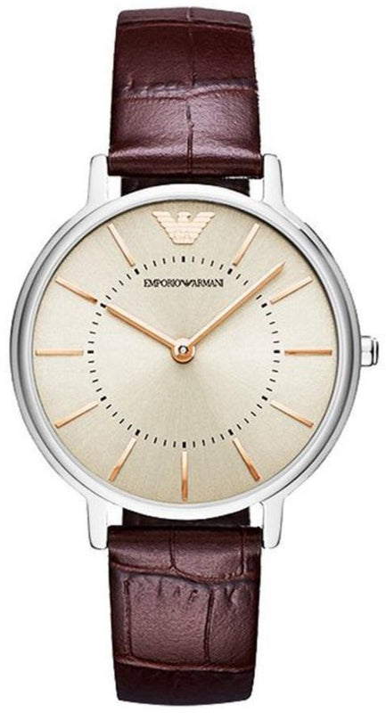 Emporio Armani Dress Quartz Silver Dial Brown Leather Strap Watch For Women - AR11063 Buy Now By Emporio Armani