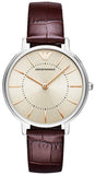 Emporio Armani Dress Quartz Silver Dial Brown Leather Strap Watch For Women - AR11063 Buy Now By Emporio Armani