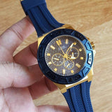 Guess Force Blue & Rose Gold Dial Blue Silicone Strap Watch For Men - W0674G2 Buy Now By Guess