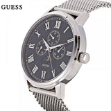 Guess Delancey Black Dial Silver Mesh Bracelet Watch for Men - W0871G1 Buy Now By Guess