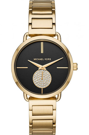 Michael Kors Portia Black Dial Gold Steel Strap Watch for Women - MK3788 Buy Now By Michael Kors
