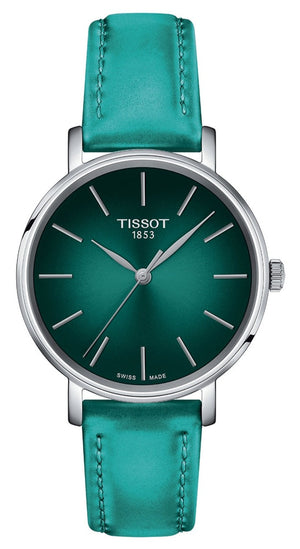 Tissot Everytime Lady Green Dial Green Leather Strap Watch for Women - T143.210.17.091.00 Buy Now By Tissot