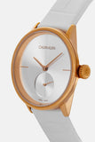 Calvin Klein Accent Silver Dial White Leather Strap Watch for Women - K2Y236K6 Buy Now By Calvin Klein