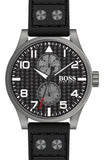 Hugo Boss Aeroliner Chronograph Black Dial Black Leather Strap Watch For Men - 1513086 Buy Now By Hugo Boss