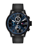 Tommy Hilfiger Jackson Quartz Blue Dial Black Leather Strap Watch for Men - 1791241 Buy Now By Tommy Hilfiger