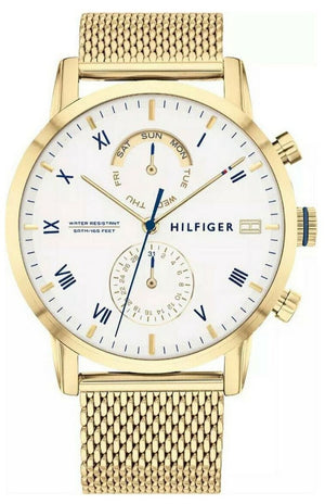 Tommy Hilfiger Kane White Dial Gold Mesh Bracelet Watch for Men - 1710403 Buy Now By Tommy Hilfiger