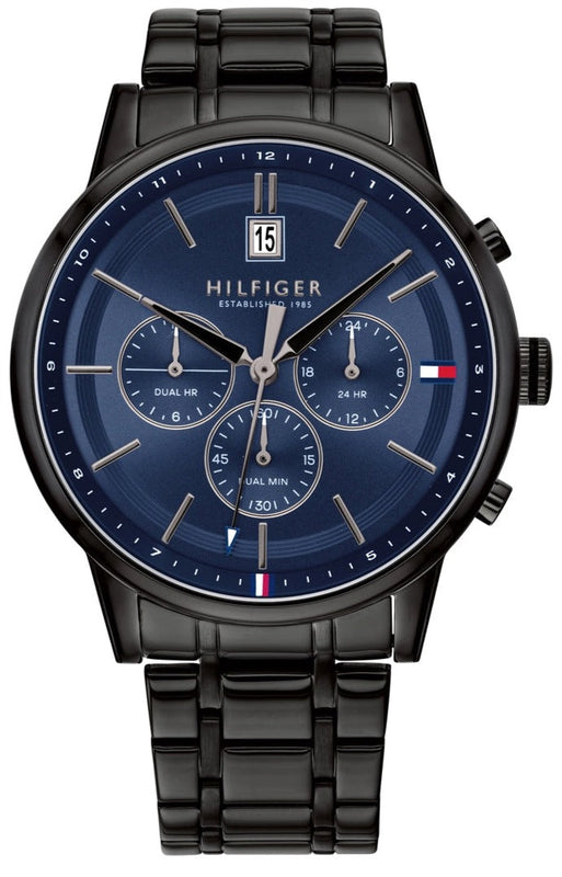 Tommy Hilfiger Kyle Quartz Blue Dial Black Steel Strap Watch for Men - 1791633 Buy Now By Tommy Hilfiger