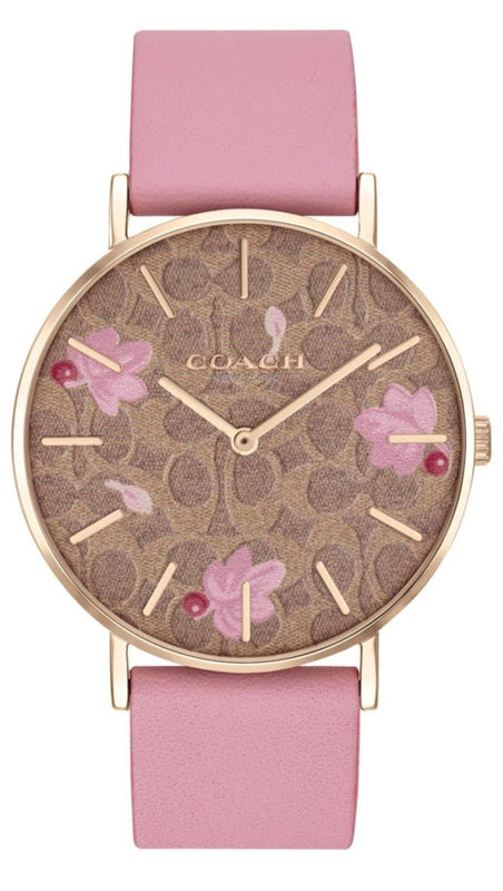 Coach Perry Floral Motif Fawn Dial Pink Leather Strap Watch for Women - 14503442 Buy Now By Coach
