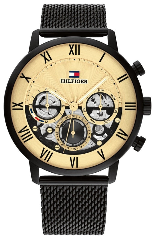 Tommy Hilfiger Legend Chronograph Gold Dial Black Mesh Bracelet Watch For Men - 1710568 Buy Now By Tommy Hilfiger
