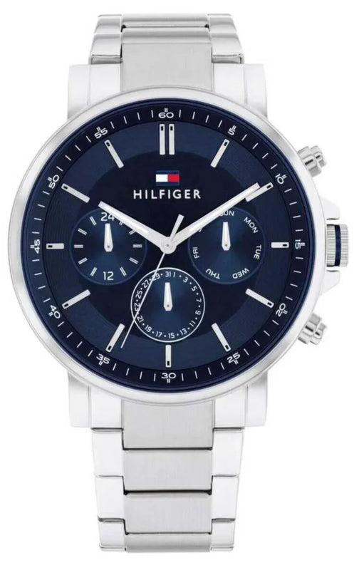 Tommy Hilfiger Tyson Chronograph Blue Dial Silver Steel Strap Watch For Men - 1710588 Buy Now By Tommy Hilfiger