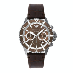 Emporio Armani Diver Chronograph Brown Dial Brown Leather Strap Watch For Men - AR11486 Buy Now By Emporio Armani