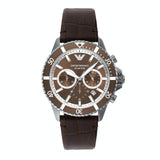 Emporio Armani Diver Chronograph Brown Dial Brown Leather Strap Watch For Men - AR11486 Buy Now By Emporio Armani