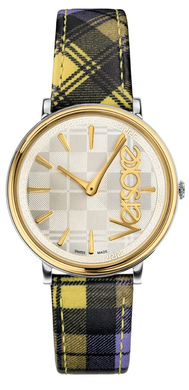 Versace V-Circle The Clans Edition Silver Dial Multicolor Leather Strap Watch for Women - VE8100118 Buy Now By Versace