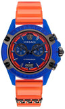 Versace Icon Active Chronograph Quartz Blue Dial Orange Rubber Strap Watch For Men - VEZ700922 Buy Now By Versace