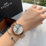 Coach Delancey White Dial Rose Gold Steel Strap Watch for Women - 14502497 Buy Now By Coach