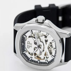 Philipp Plein High-Conic Automatic Silver Dial Black Silicone Strap Watch For Men- PWRAA0123 Authentic Buy Shop Now