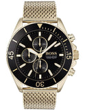 Hugo Boss Ocean Edition Black Dial Gold Mesh Bracelet Watch for Men - 1513703 Buy Now By Hugo Boss