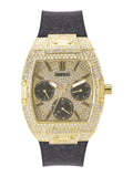 Guess Raven Diamonds Champagne Dial Black Rubber Strap Watch For Women - GW0105L2 Buy Now By Guess