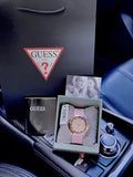 Guess Clarity Gold Dial Pink Silicone Strap Watch for Women - GW0109L2 Buy Now By Guess